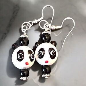Glass Panda Bear Earrings Panda earrings Panda bear earrings. Adorable